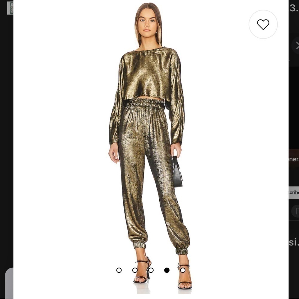 NONchalant Metallic Gold Wide Leg Jogger Pants